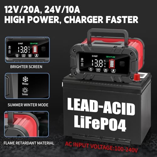 E-FAST Battery Charger 0-20A 12/24V Lifepo4 Lead Acid Automatic - Product Imagery