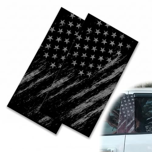 2PCS Car B Pillar Stickers, Aged Patriotic American Flag Car - Product Imagery