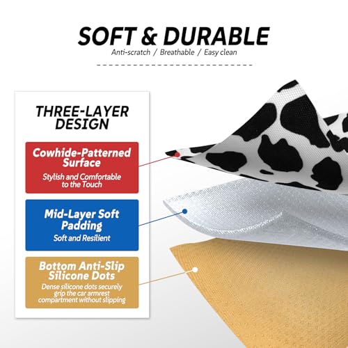 Cow Print Armrest Cover with 2 Side Pockets & Storage Bags, Cute - Product Imagery