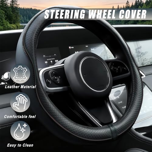 6 PCS Car Accessories Set, 14.5-15 Inch Car Steering Wheel - Product Imagery