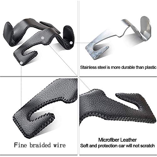 2 Pack Car Headrest Hooks, Microfiber Leather & Alloy Purse Hook - Product Imagery