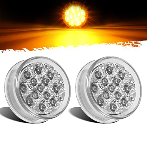 Partsam 2 Pcs 2.5" Round Amber 13 LED Side Marker Clearance or - Product Imagery