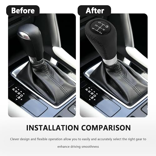 Car Gear Shift Knob with 4 Adaptive Parts,Leather 5 Speed Shift - Product Imagery