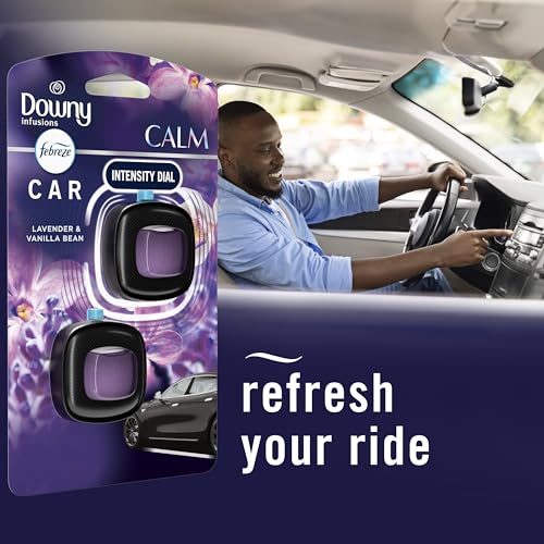 Febreze Car Vent Clip, Downy Calm Scent, 2 Count, 0.13 oz Total - Product Imagery