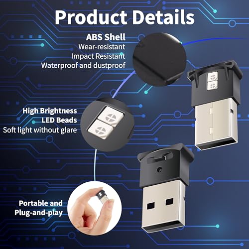 BFXM 2PCS Mini USB Car Light, 5V USB Light for Car, 8 Switchable - Product Imagery