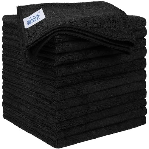HOMEXCEL Black Microfiber Cleaning Cloth 12 Pack, 12.5 x 12.5 - Product Imagery