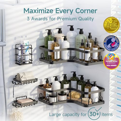 Veken Large Capacity Corner Shower Caddy 5-Pack, Advanced - Product Imagery