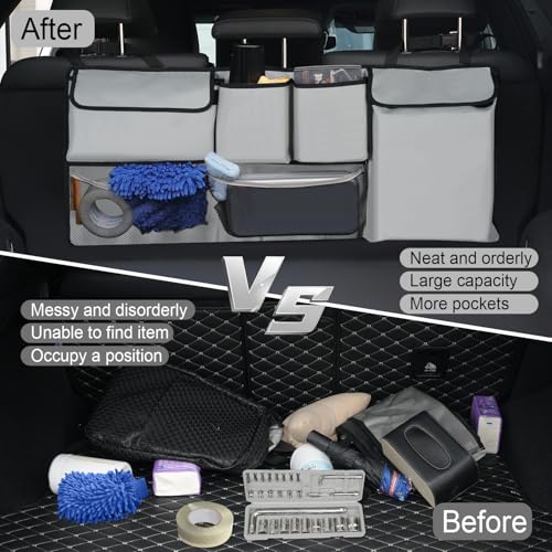 UYYE Trunk Hanging Organizer, Backseat Storage Bag, Collapsible - Product Imagery