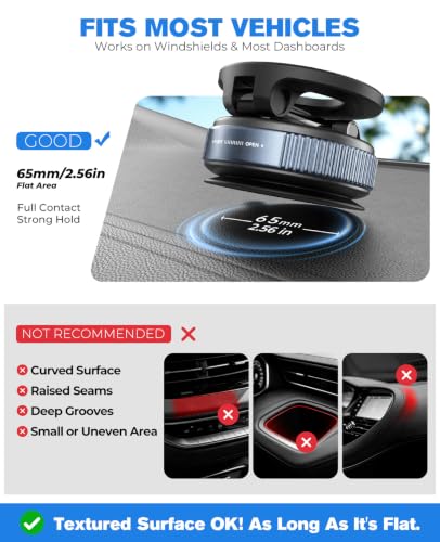 Jononser Magnetic Car Phone Holder for MagSafe, Nano-Gel Suction - Product Imagery