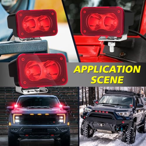 Red LED Pods Covers 2pcs 3x1.8 LED Pod Light Bars Red Covers - Product Imagery