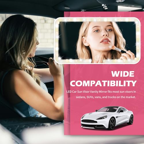 Rechargeable Car Vanity Mirror with Lights,50 LED Beads Car - Product Imagery