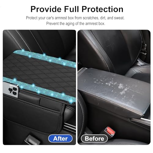 NBTEPEM Bling Car Center Console Cover, Leather Car Arm Rest - Product Imagery