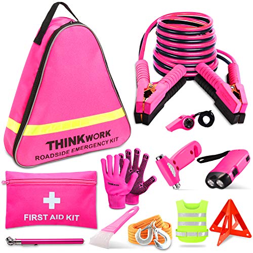 THINKWORK Pink Car Emergency Kit for Teen Girl and Lady's Gifts - Product Imagery