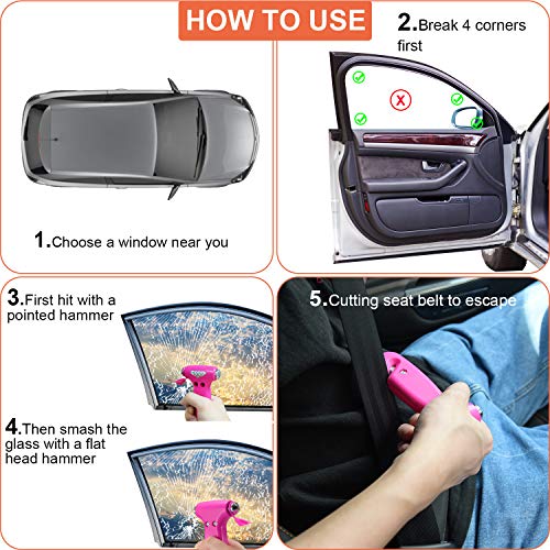 THINKWORK 3-in-1 Pink Car Safety Hammer Gift for Women, Family, - Product Imagery