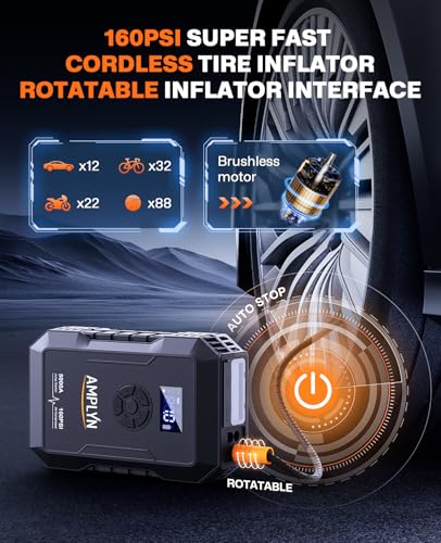 Car Jump Starter with Air Compressor,Jumper Box,12v Battery - Product Imagery