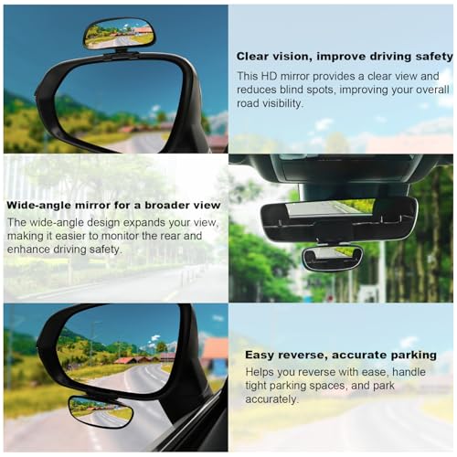 LivTee Blind Spot Mirror, HD Glass Frameless Convex Rear View - Product Imagery