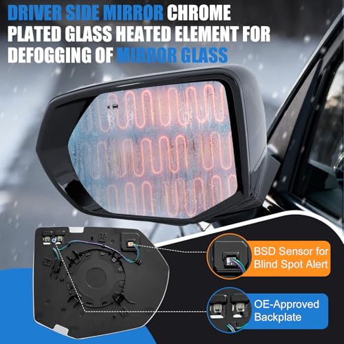 Driver Side Mirror Glass Replacement Compatible with 2021-2025 - Product Imagery