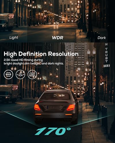 iZEEKER 2.5K Dash Cam Front, 1440P QHD Car Camera with 3" IPS - Product Imagery