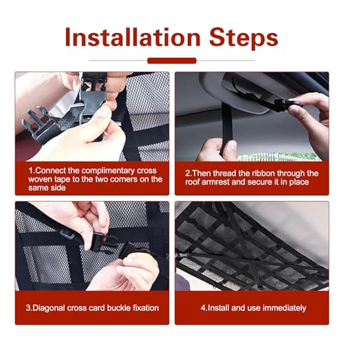 Double Layer Mesh Roof Storage Organizer, 31.5"x 21" Car Ceiling - Product Imagery