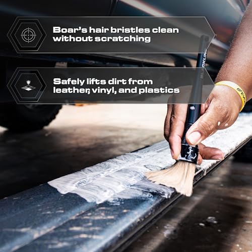 Blackline Car Detailing Brush Set, 2 Pack - Boars Hair Bristles, - Product Imagery