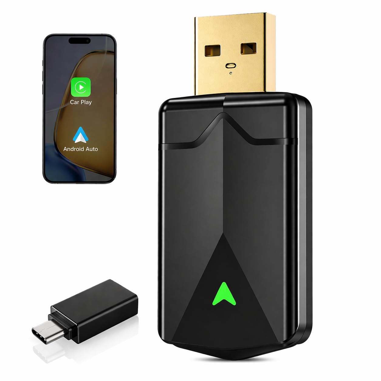 Wireless CarPlay Adapter– Android Auto Wireless Adapter, 5.8GHz - Product Imagery
