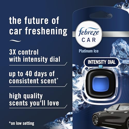 Febreze Car Air Freshener Vent Clip Platinum Ice Scent, .07 oz. - Product Imagery
