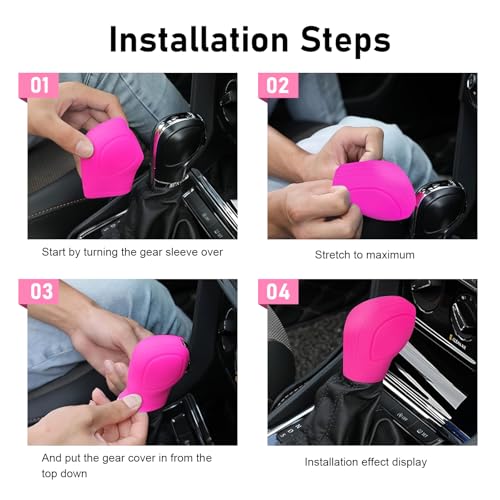 2PCS Car Gear Shift Knob Cover, Flexible Elastic Silicone Auto - Product Imagery