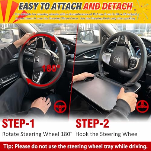 2-in-1 Steering Wheel Desk - Steering Wheel Tray Table with Seat - Product Imagery