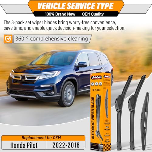 AUTOBOO Windshield Wiper Blade Replacement for Honda Pilot - Product Imagery