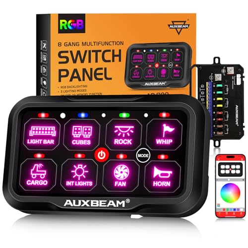 Auxbeam 8 Gang Switch Panel Bluetooth RGB AR-800 APP Circuit - Product Imagery