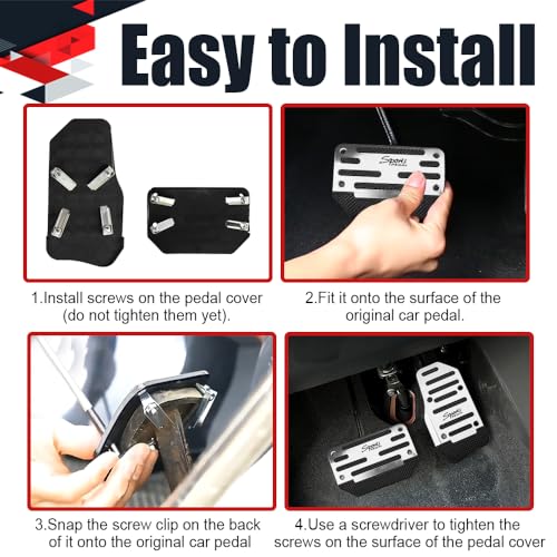 2PCS Non-Slip Car Pedal Covers, Premium Aluminum Alloy Gas and - Product Imagery