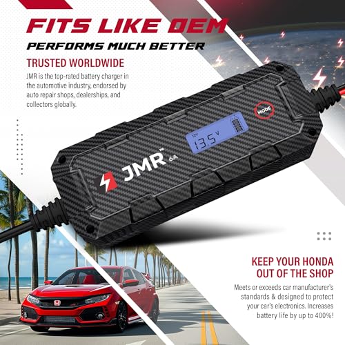 JMR 12V Battery Charger for Honda, 12V Cig. Port, No Lithium Mode - Product Imagery