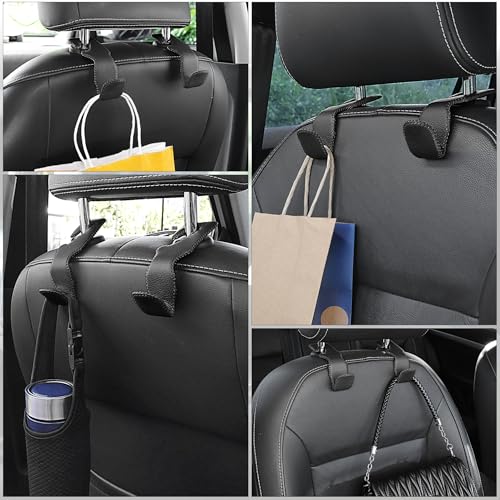 LivTee Black Superior Leather Car Seat Back Headrest Hook, Auto - Product Imagery