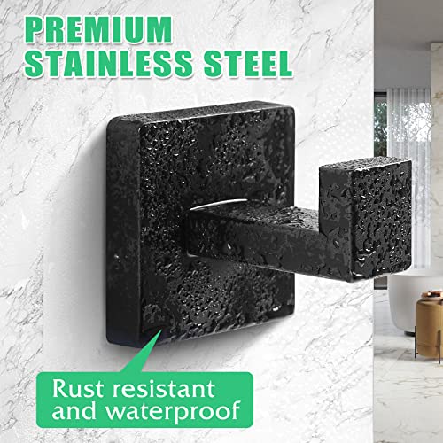 Heavy Duty Stainless Steel Towel Hooks, Wall Mounted Square Robe - Product Imagery