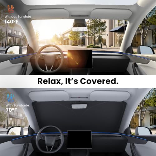 REEVAA Car Windshield Sun Shade for Tesla Model Y/YL (2026-2016) - Product Imagery