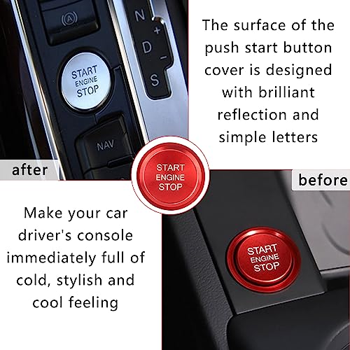 Car Push Start Button Cover Compatible with Audi,Aluminum Engine - Product Imagery