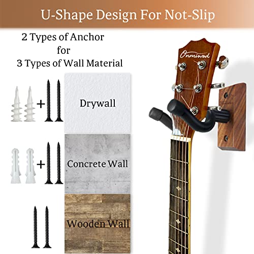 Guitar Wall Mount, Walnut Wood Guitar Hanger, U-Shaped Guitar - Product Imagery