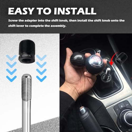 10PCS Car Gear Shift Knob Adapter Aluminum Alloy,Muti-Size Gear - Product Imagery