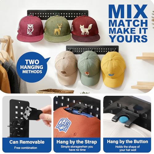 2 Pack Hat Hook Organizer for Baseball Caps, Hat Hanger Holder - Product Imagery