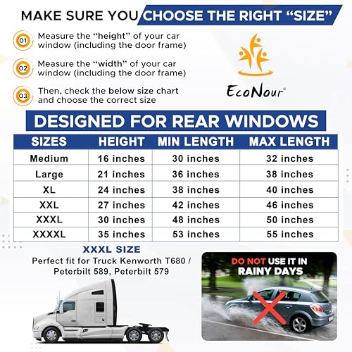 EcoNour Truck Side Window Shade (2 Pack) Mesh Sunshade for Semi - Product Imagery