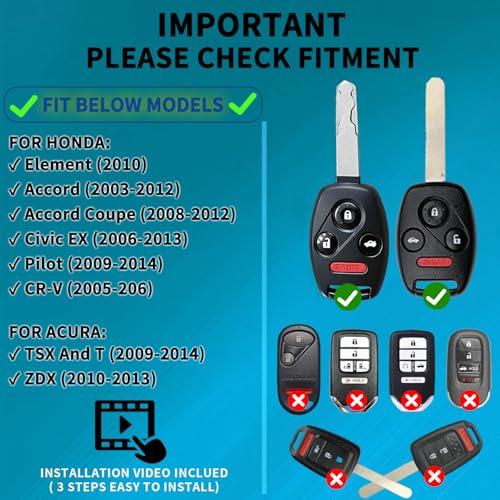 for Honda Key Fob Cover Shell Replacements - Accord - Product Imagery