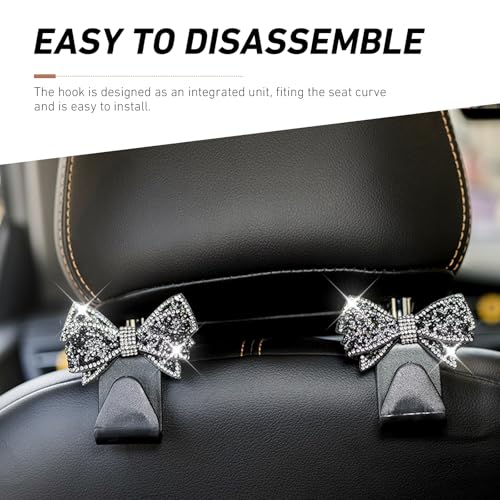 WZP 2PCS Bling Car Seat Headrest Hooks, Cute Bow Crystal - Product Imagery