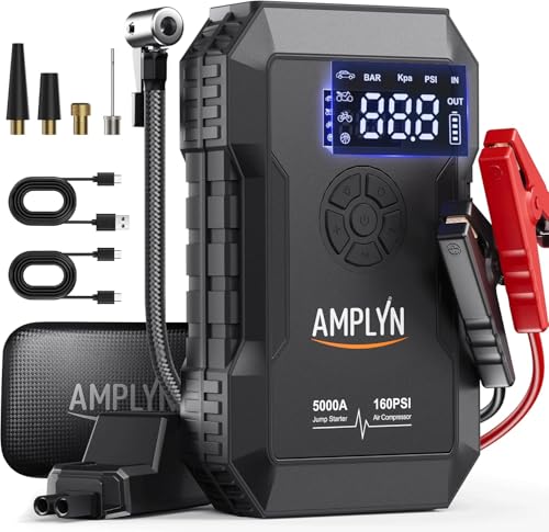 Car Jump Starter with Air Compressor,Jumper Box,12v Battery - Product Imagery