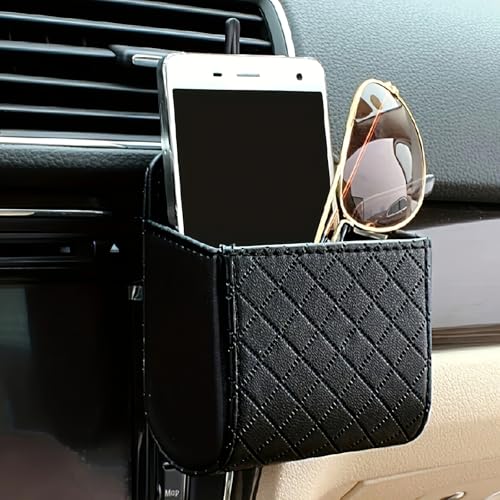 Car Organizer Box Bag Air Outlet Dashboard Hanging Faux PU - Product Imagery