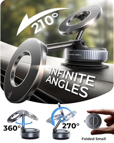 MRGLAS 2026 Upgraded for MagSafe Vacuum Car Phone Mount, 2800gf - Product Imagery