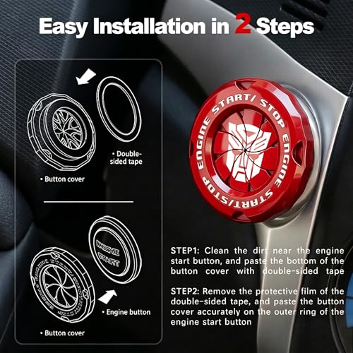 Tybasthe Rotary Push Start Button Cover, Autobots Car - Product Imagery