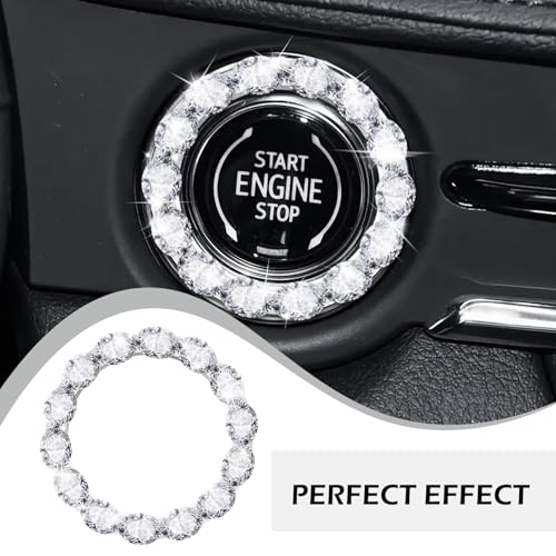 Car Bling Push Start Button Cover, Crystal Rhinestone Engine - Product Imagery