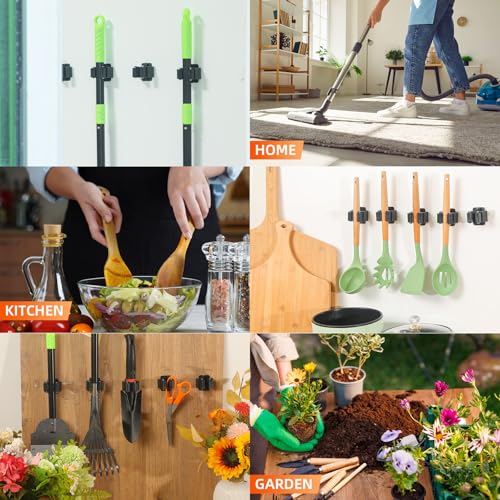 5 PCS Broom Holder Wall Mount, Upgraded Heavy Duty Mop and Broom - Product Imagery