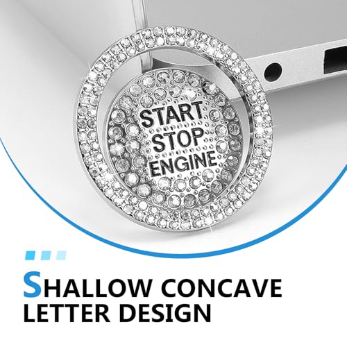 2PCS Bling Car Push Start Button Cover, Crystal Rhinestone Auto - Product Imagery