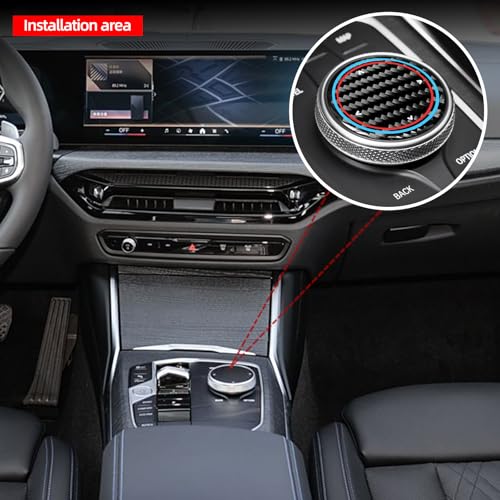 BETTERHUMZ Multimedia Knob Sticker for BMW, Carbon Fiber, - Product Imagery